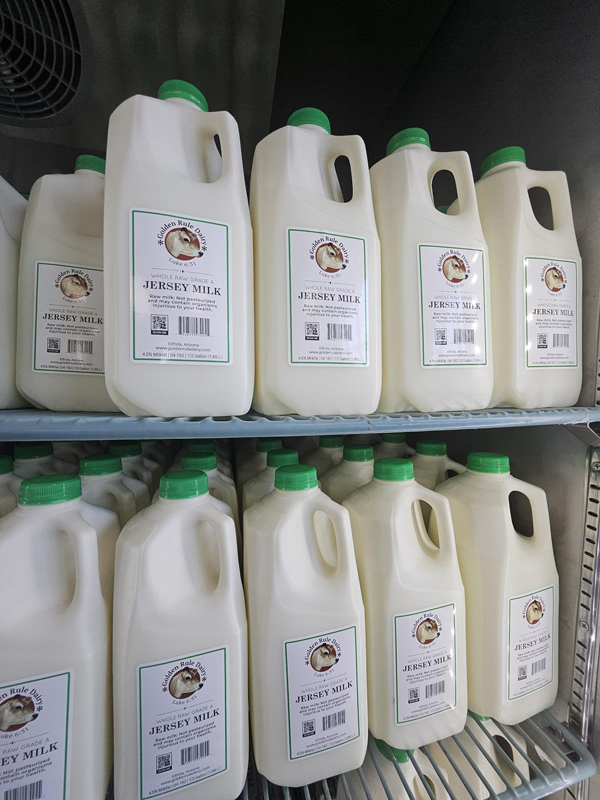 Milk cartons on shelves Milk cartons on shelves